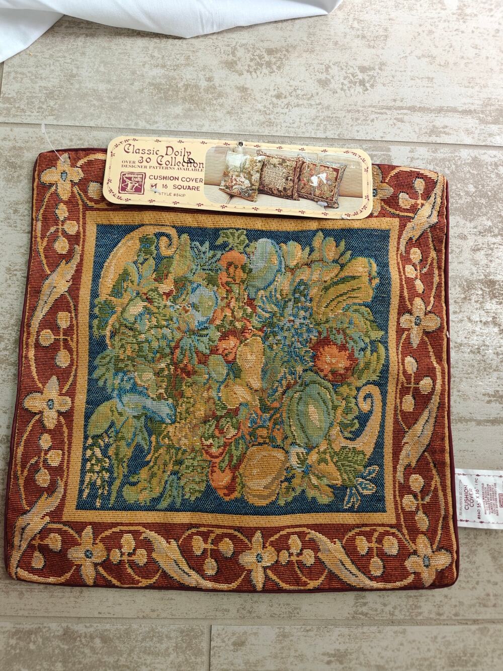 NWT American Crafts Tapestry Pillow Cover Vintage Floral Fruit Case 16x16
